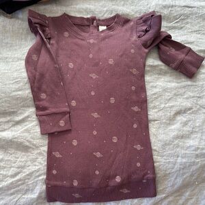 Purple Long Sleeve Ruffle Sweater